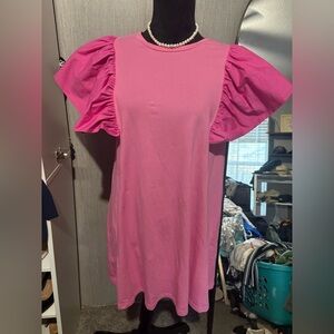 Pink Ruffle Sleeve Dress